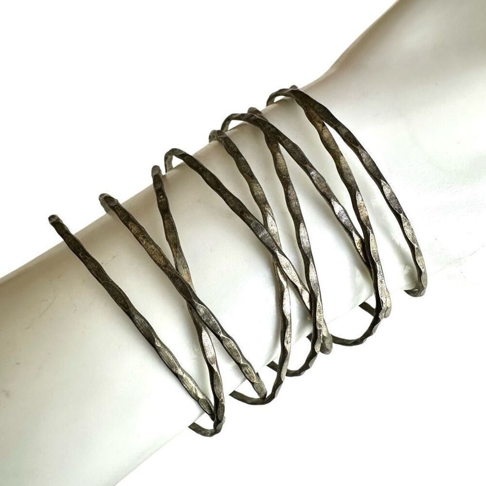 Silver tone wide cut out open cuff bracelet